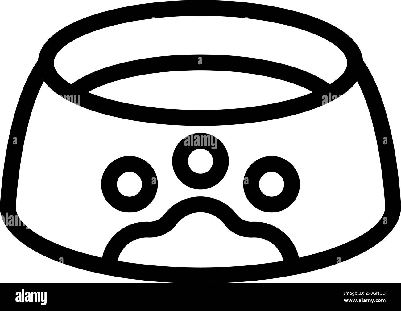 Minimalist black and white editable stroke pet bowl line icon for