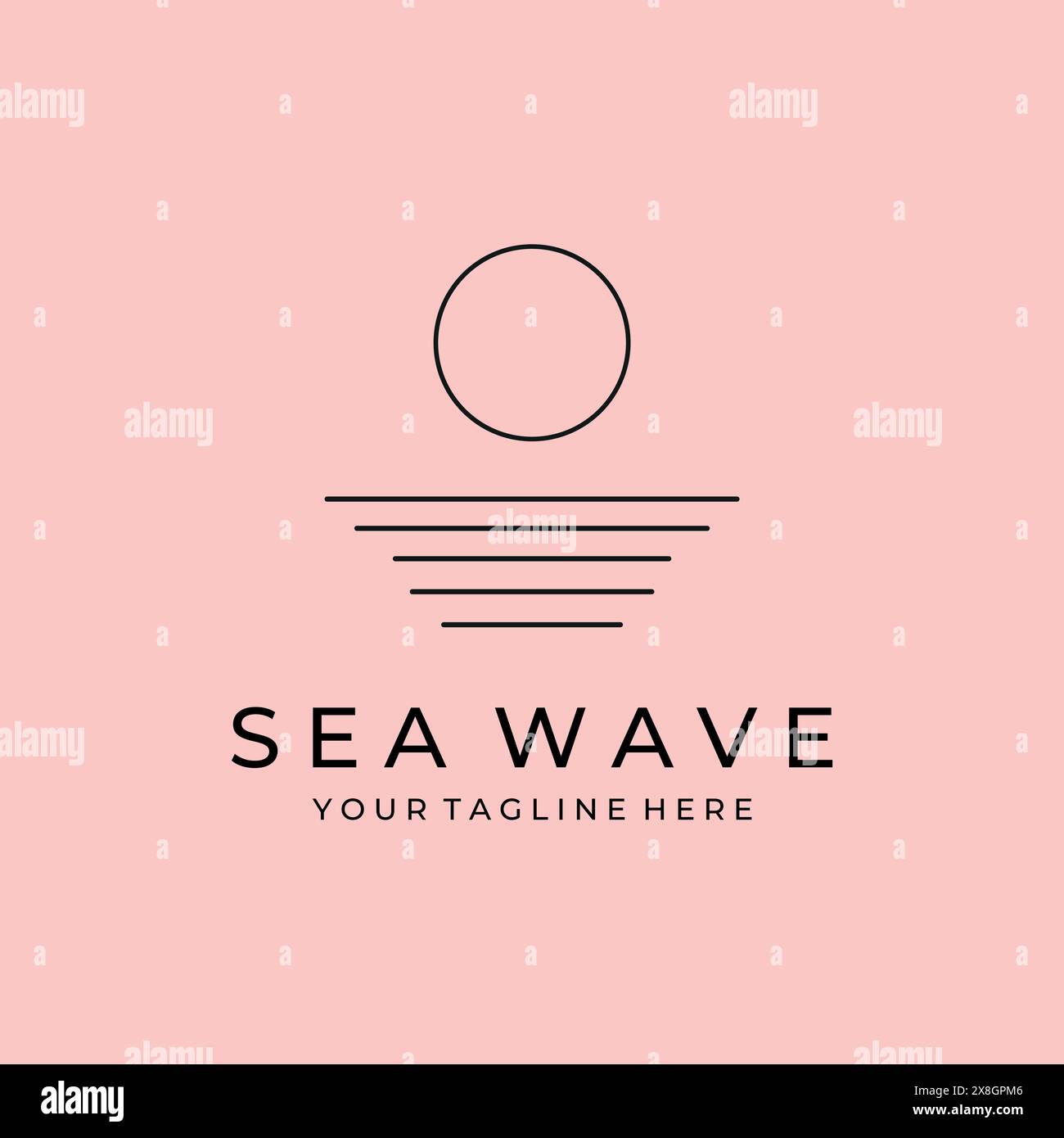 sea wave line art minimalist logo vector design Stock Vector Image ...