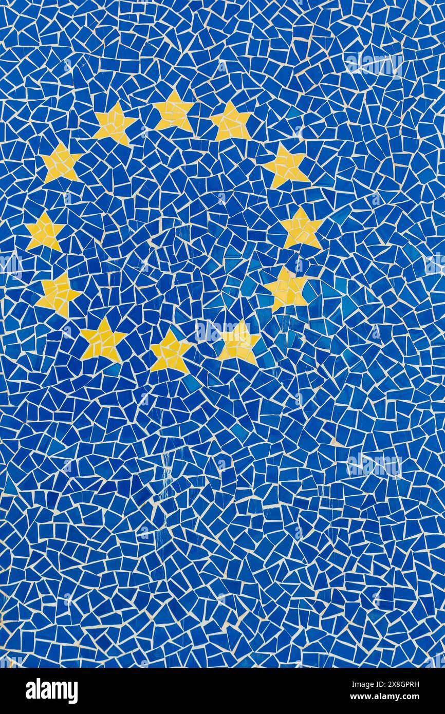 European Mosaic Flag: Symbol of Unity and Democracy in European Elections Stock Photo