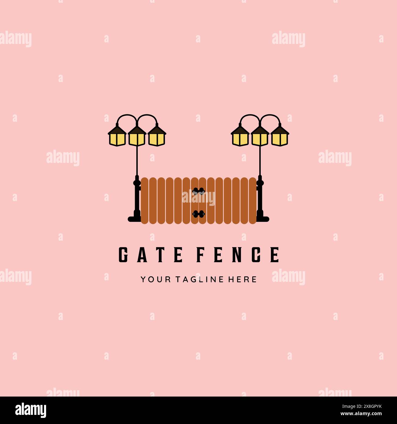 gate fence vintage retro minimalist logo vector illustration design ...