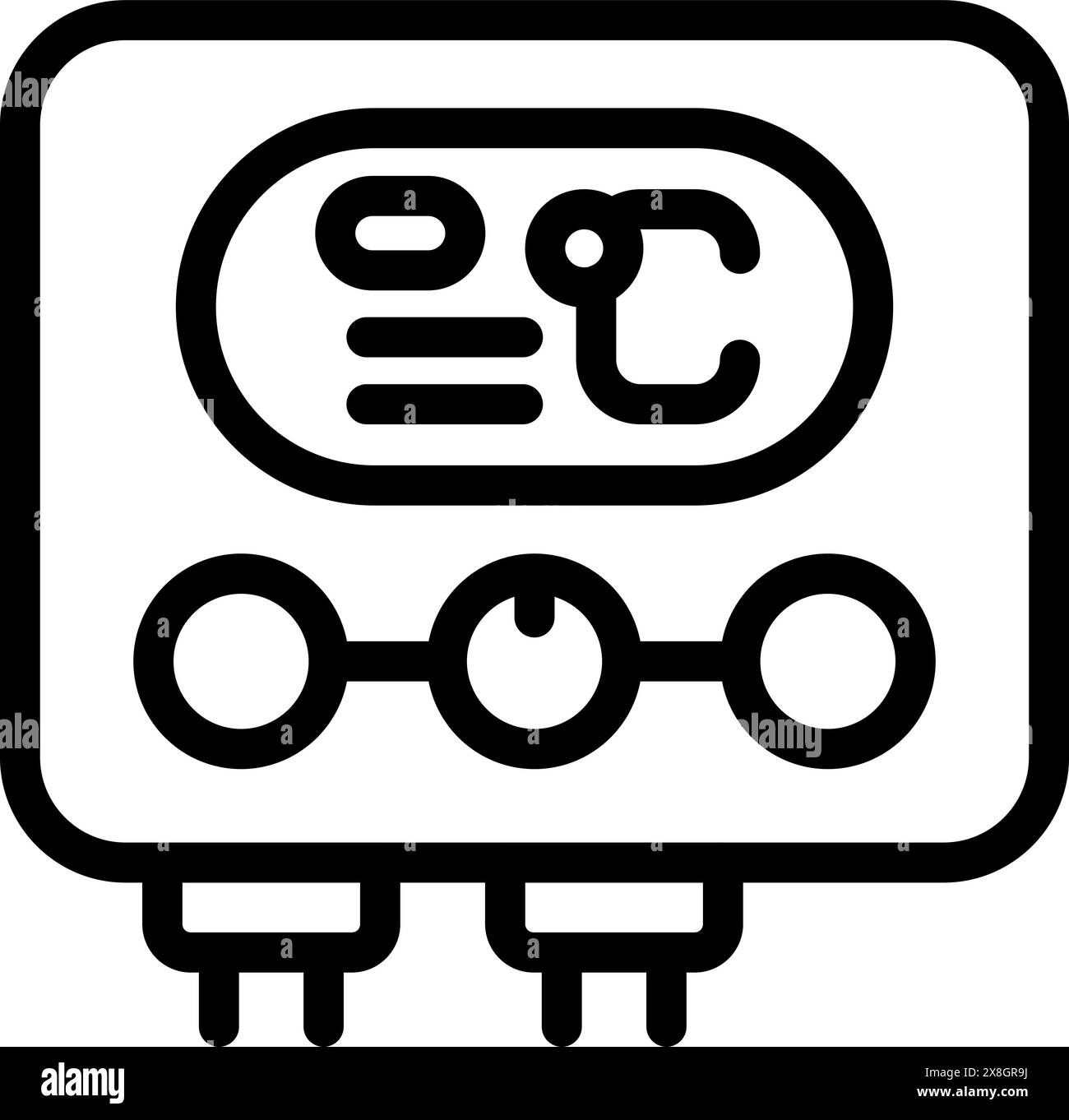 Simplistic line art design of an electric meter icon in black and white
