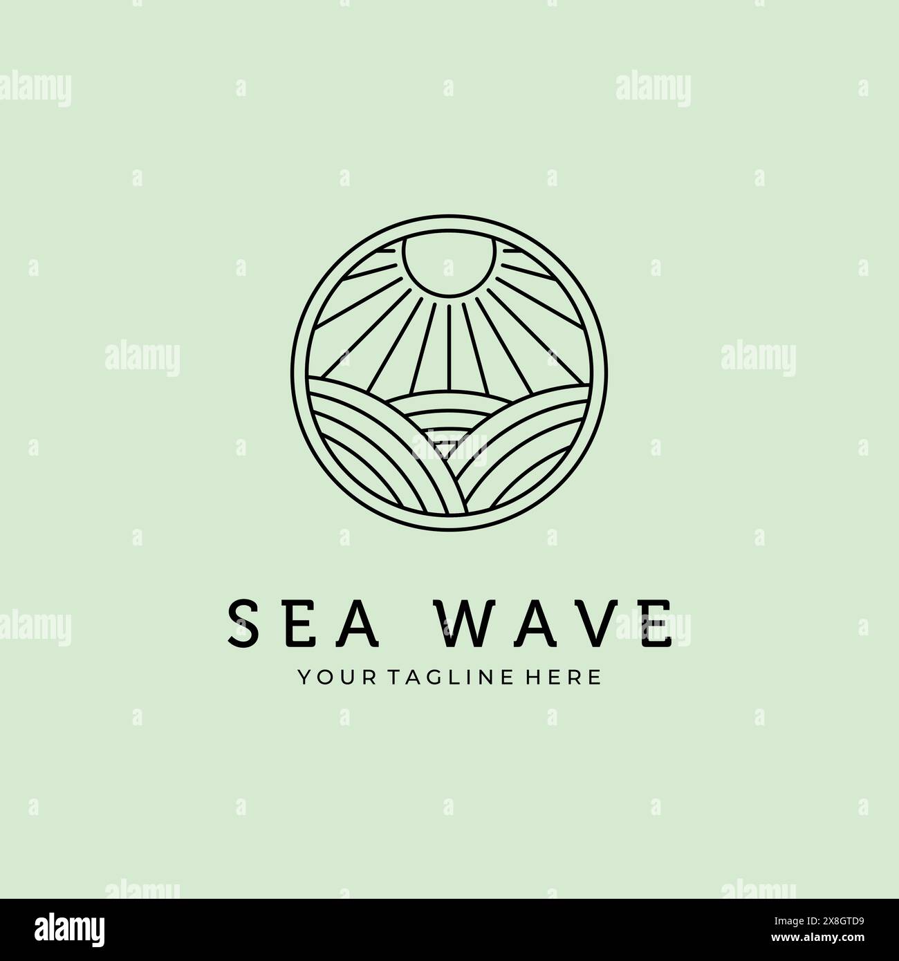 sea wave line art minimalist logo vector design Stock Vector