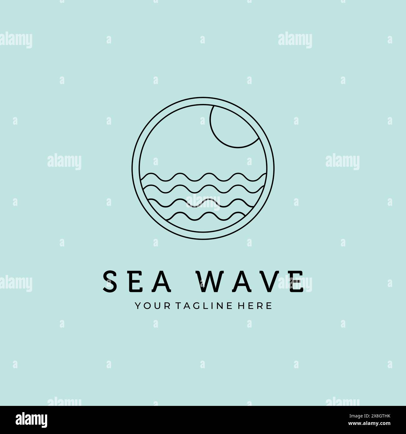 sea wave line art minimalist logo vector design Stock Vector Image ...
