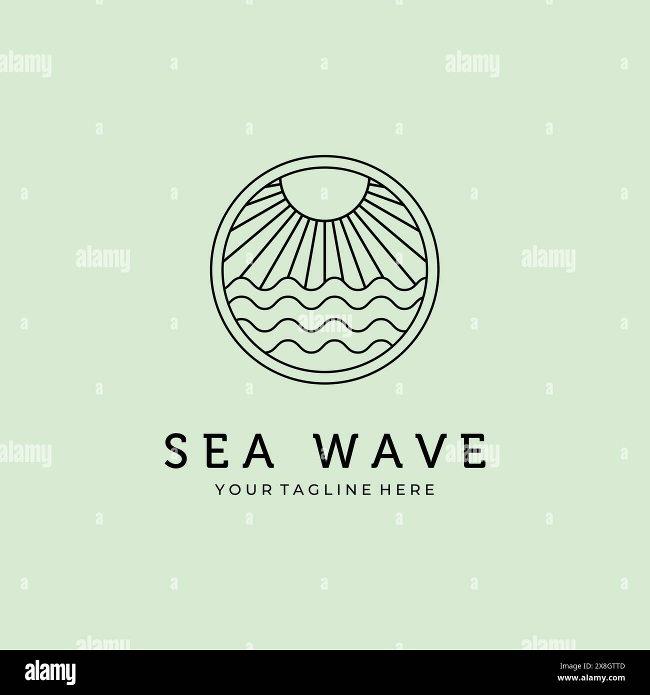 sea wave line art minimalist logo vector design Stock Vector