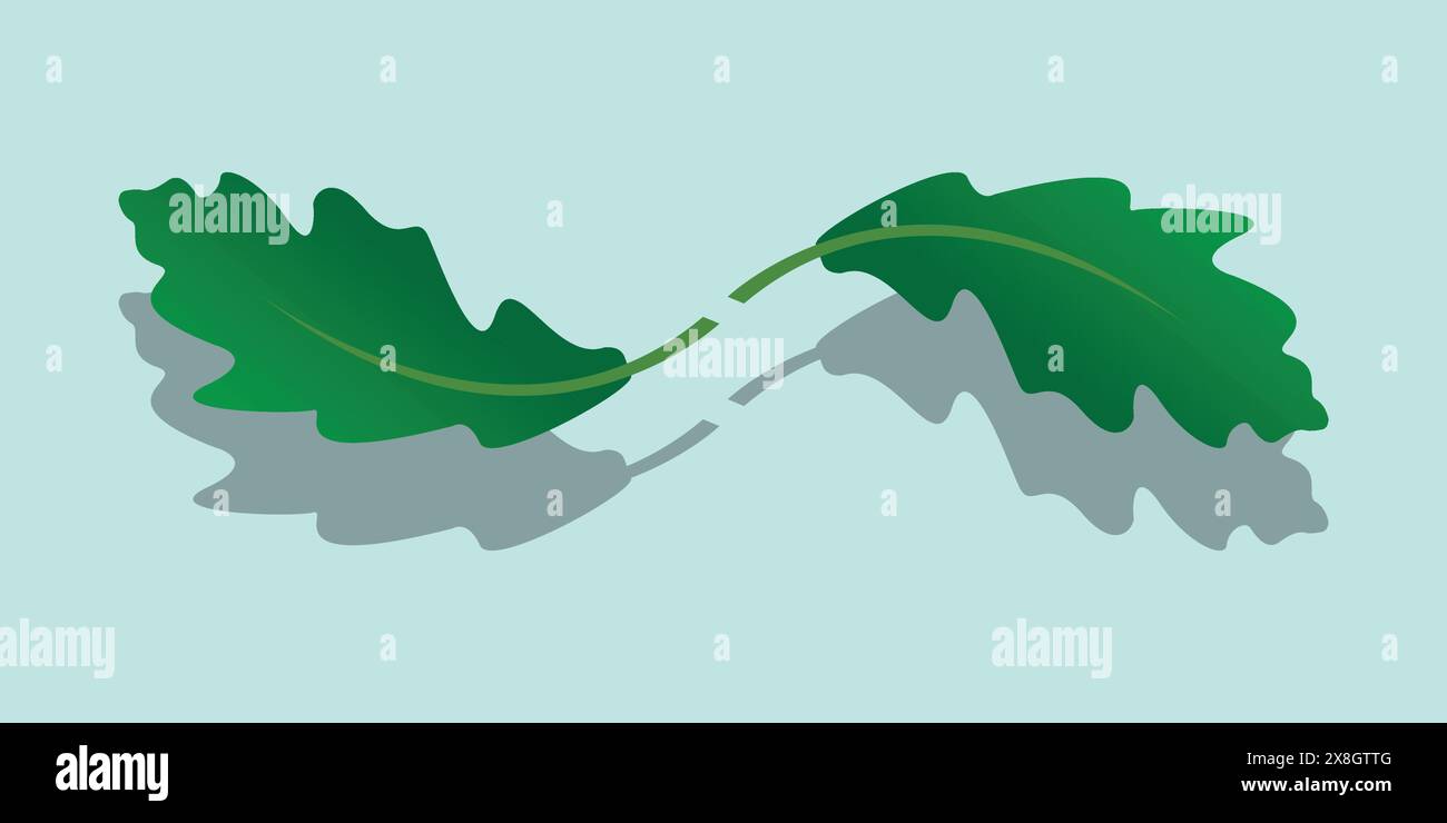 logo Oak leaf icon vector image flat design shadow Stock Vector