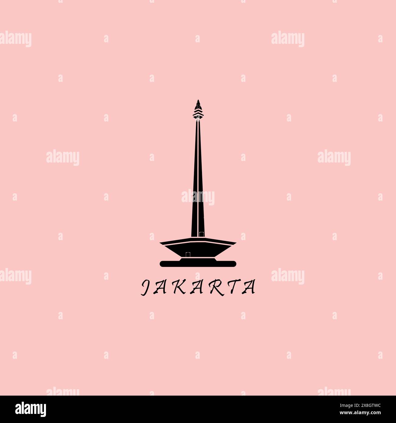 monas jakarta vintage retro minimalist logo vector illustration design Stock Vector