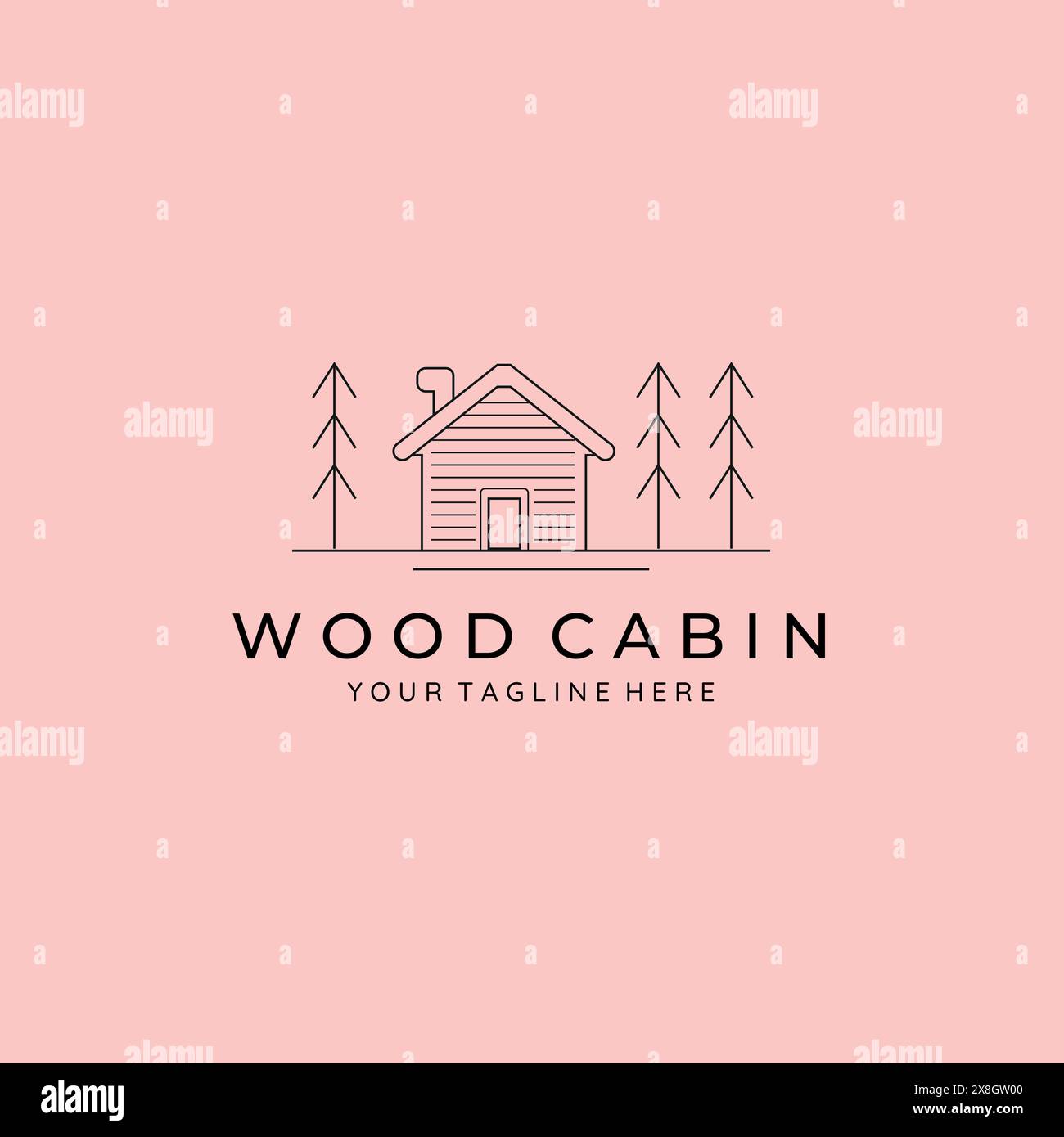 cabin or cottage line art minimalist vector logo illustration design Stock Vector