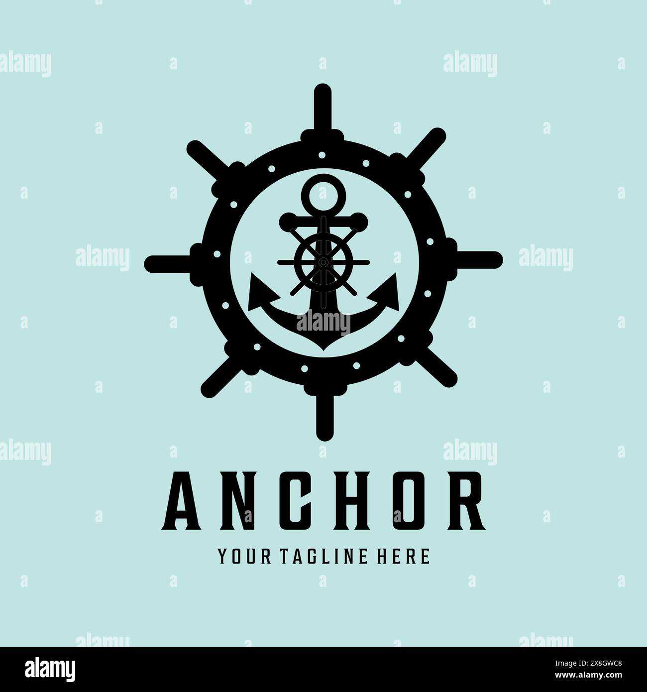 anchor vintage retro minimalist logo vector illustration design Stock Vector