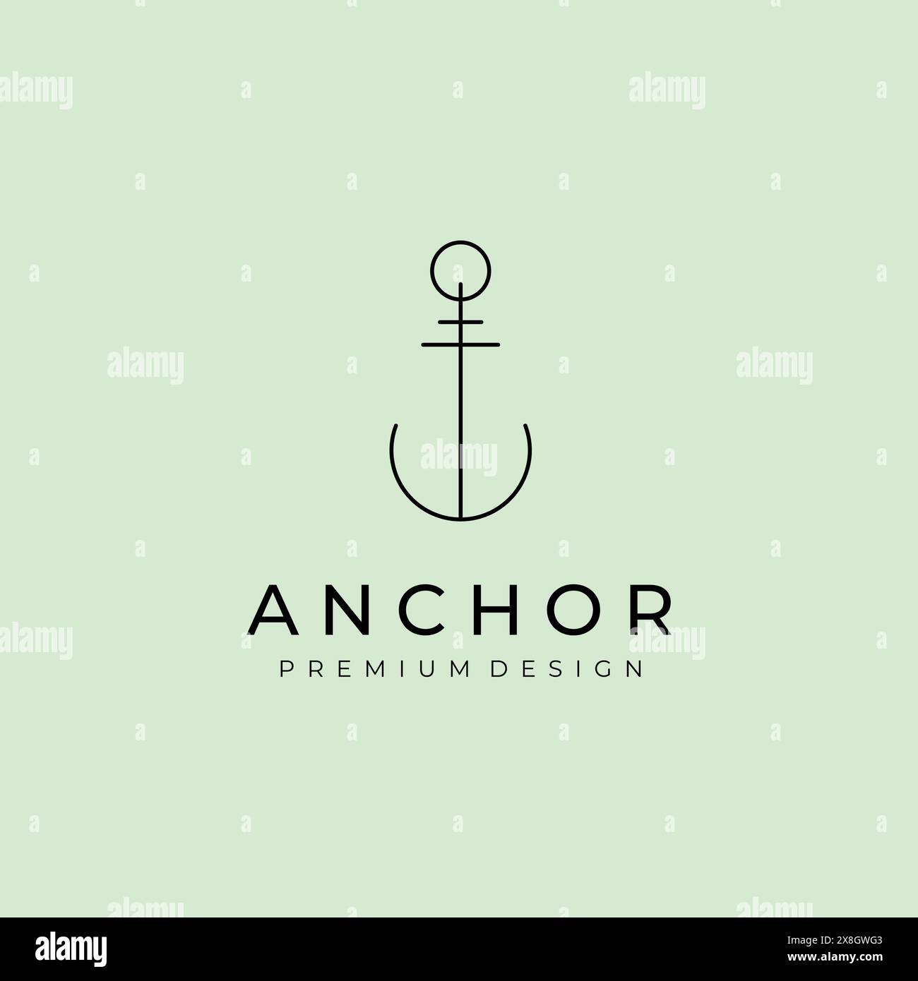 cross anchor line art logo vector illustration design Stock Vector