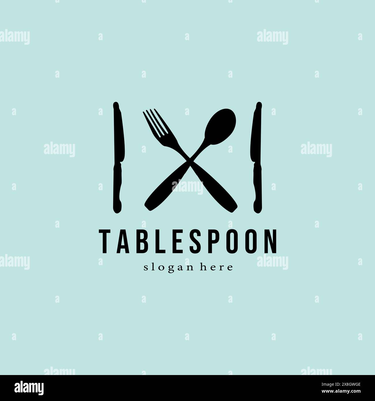 tablespoon line art minimalist logo vector illustration design Stock Vector