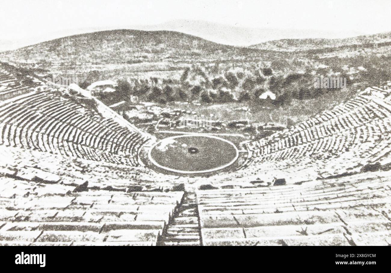 The Ancient Theatre of Epidaurus. Photography from the mid-20th century. Stock Photo