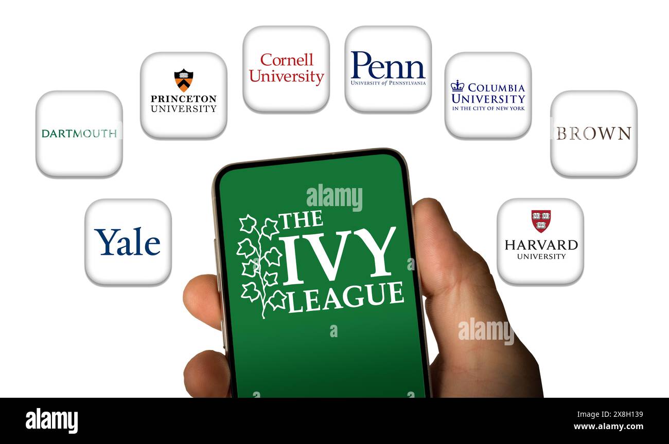 Members of the Ivy League displayed on mobile device Stock Photo