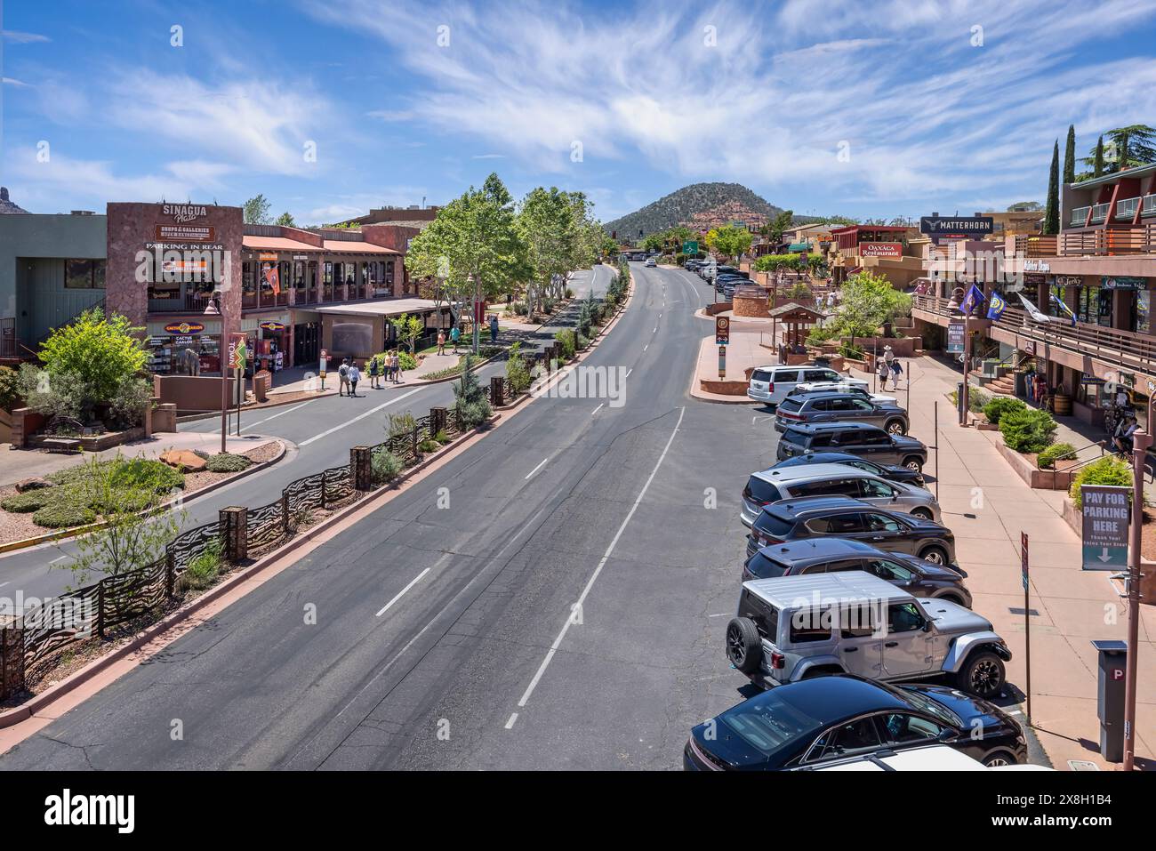 View along State Highway 89a through middle of Uptown Sedona, Arizona