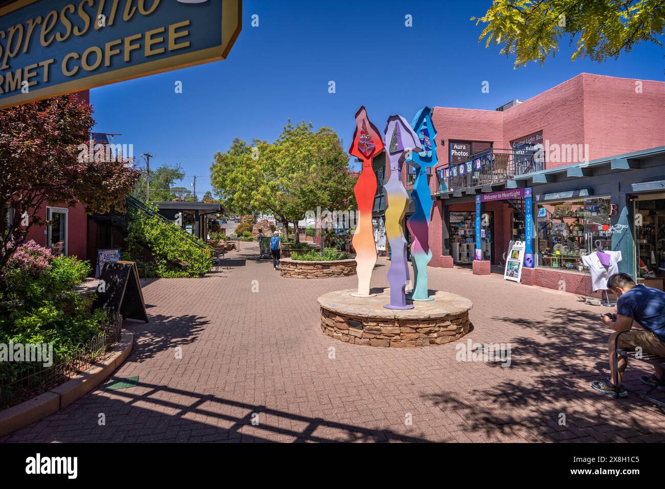 Colorful modern art sculptures in Uptown Sedona, Arizona, USA on 1 may