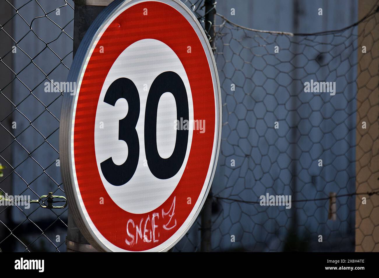 A 30 km/h speed limit sign is seen in Marseille. Believing that this ...