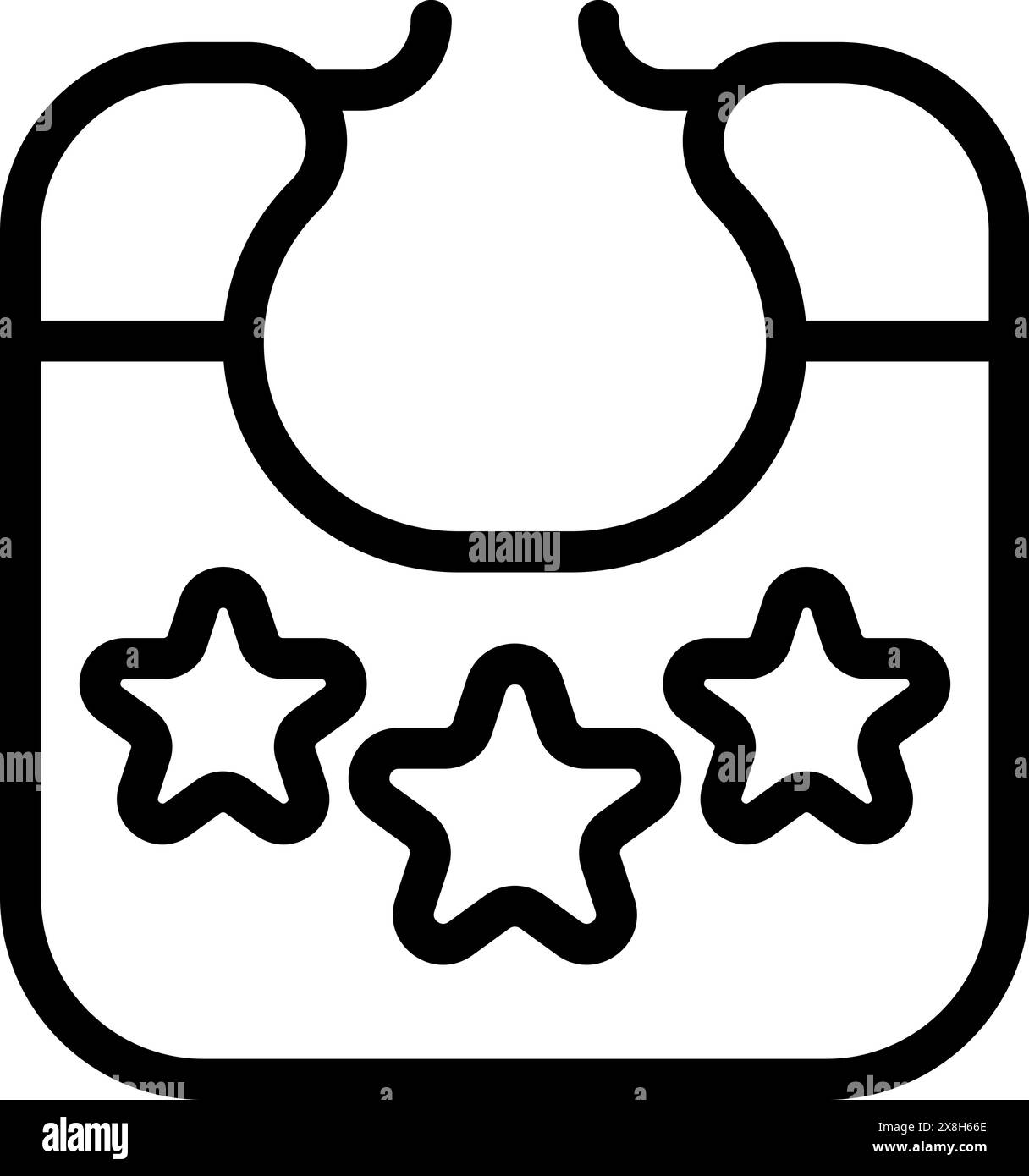 Line art vector illustration of a baby bib with star designs, isolated ...