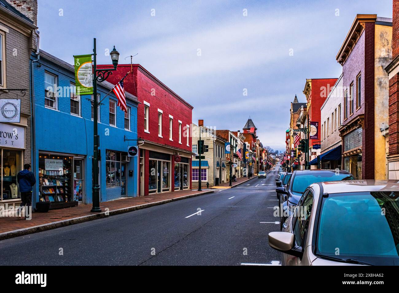 Staunton, Virginia USA February 23, 2024 Downtown road and