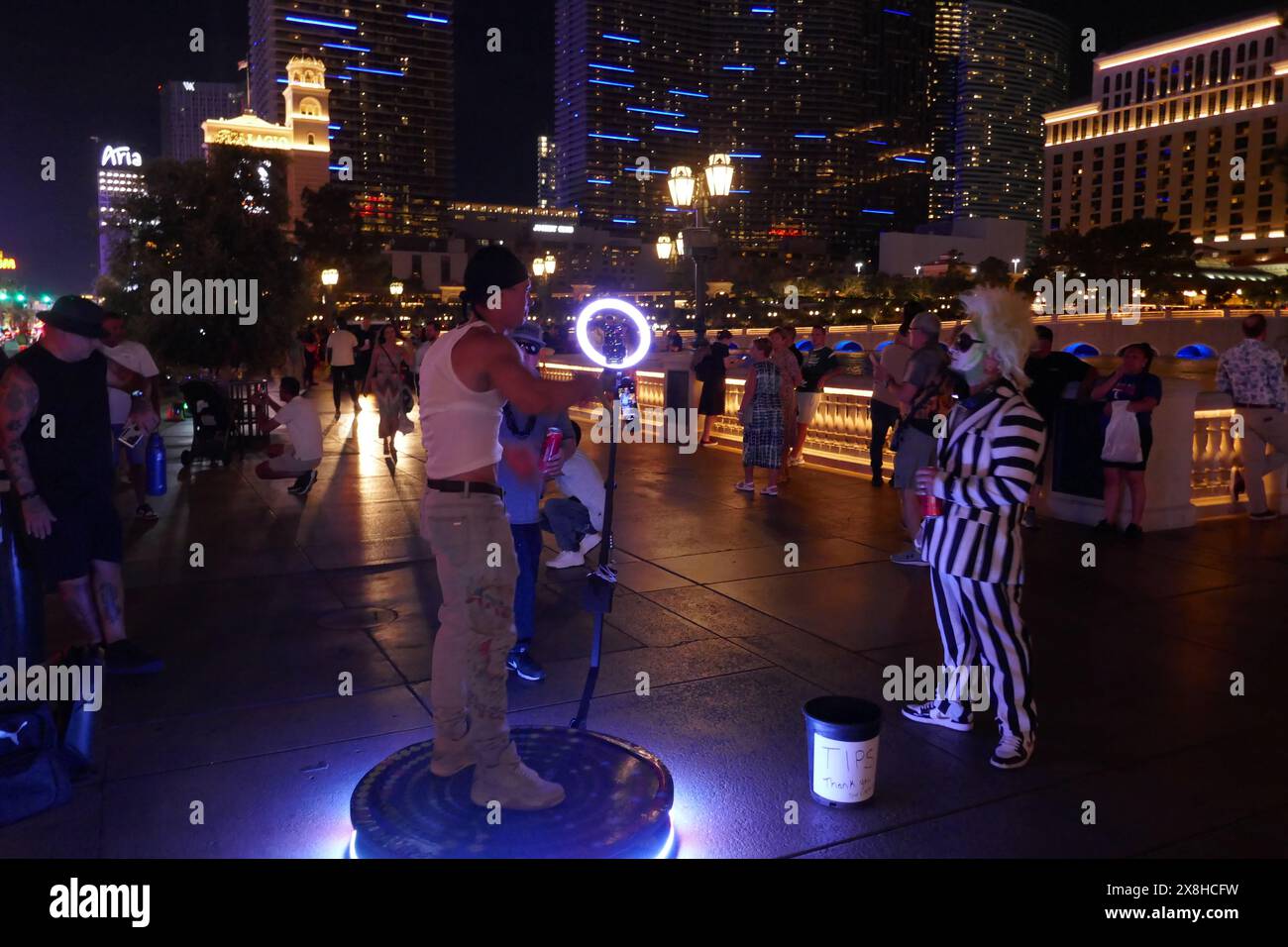 Las Vegas, Nevada, USA 14th May 2024 Street performers and crowds on ...