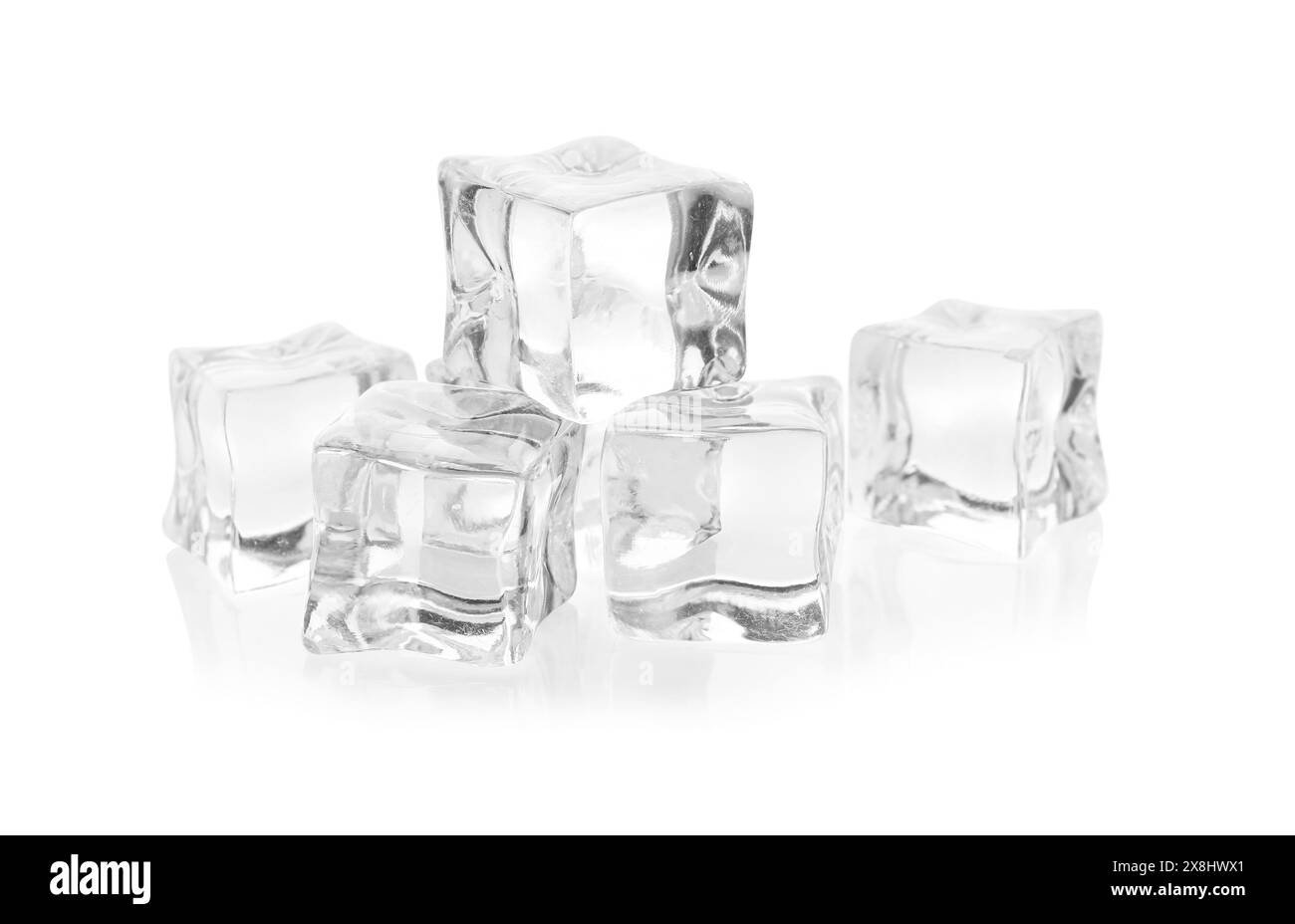 Many crystal clear ice cubes isolated on white Stock Photo - Alamy