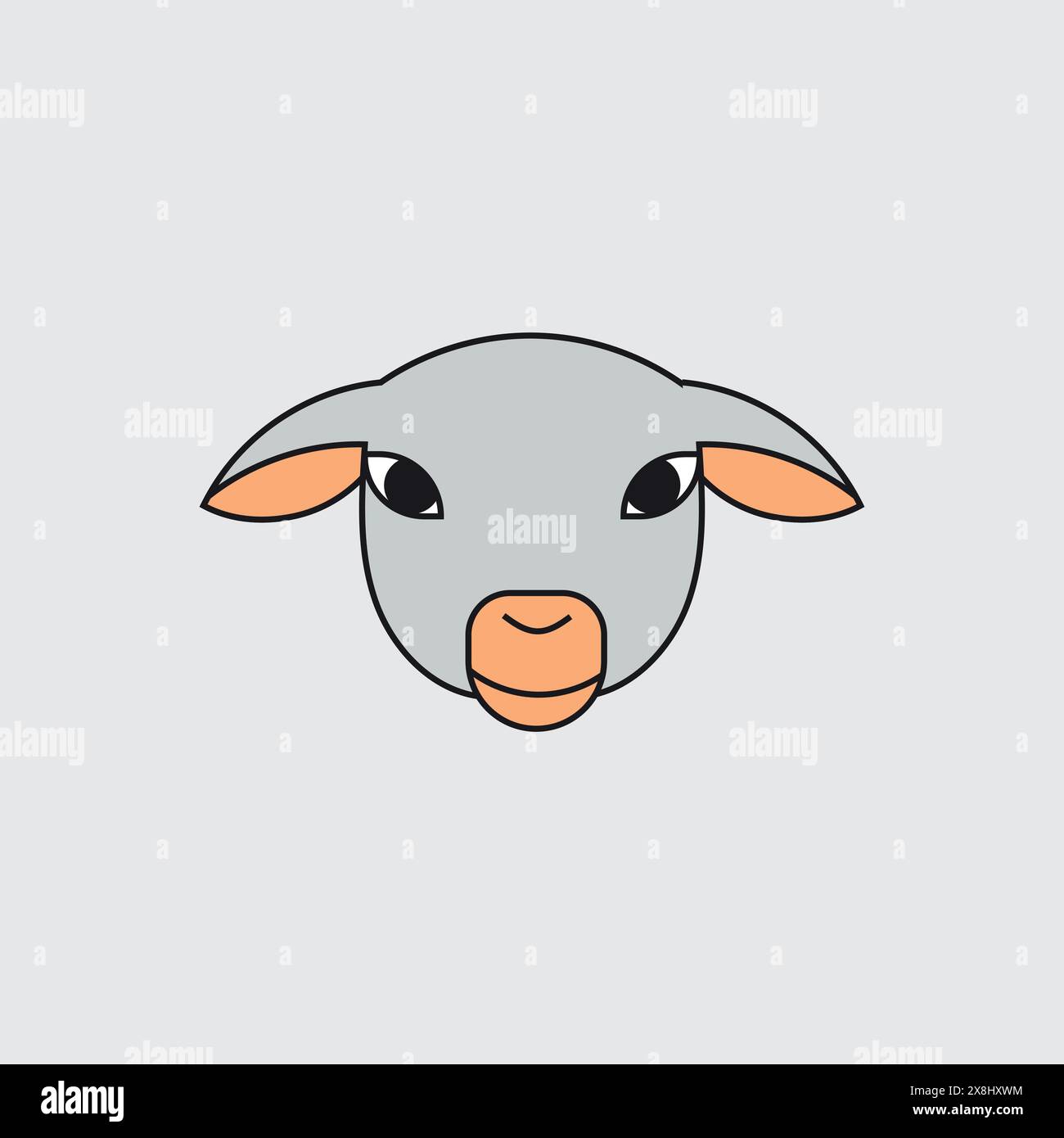 Sheep Head From Front. Cartoon Style. Vector. Eid al-Adha. Islam Vector illustration Stock Vector