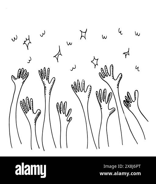 Applause hand draw on white background.vector illustration. Stock Vector