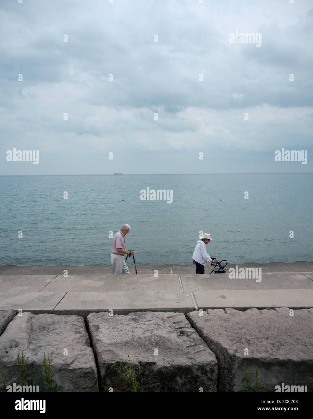 Old lady with walking frame hi-res stock photography and images - Alamy