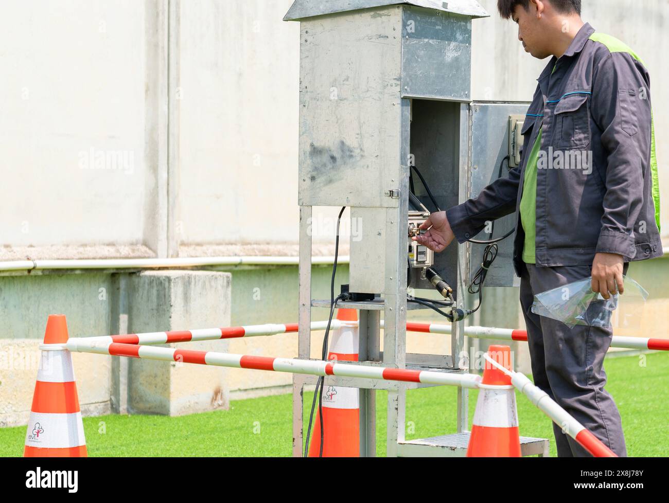 Technician install ambient air pressure temperature humidity on