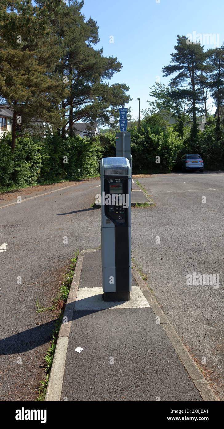 Ticket issuing machine in the car park just off the main through route