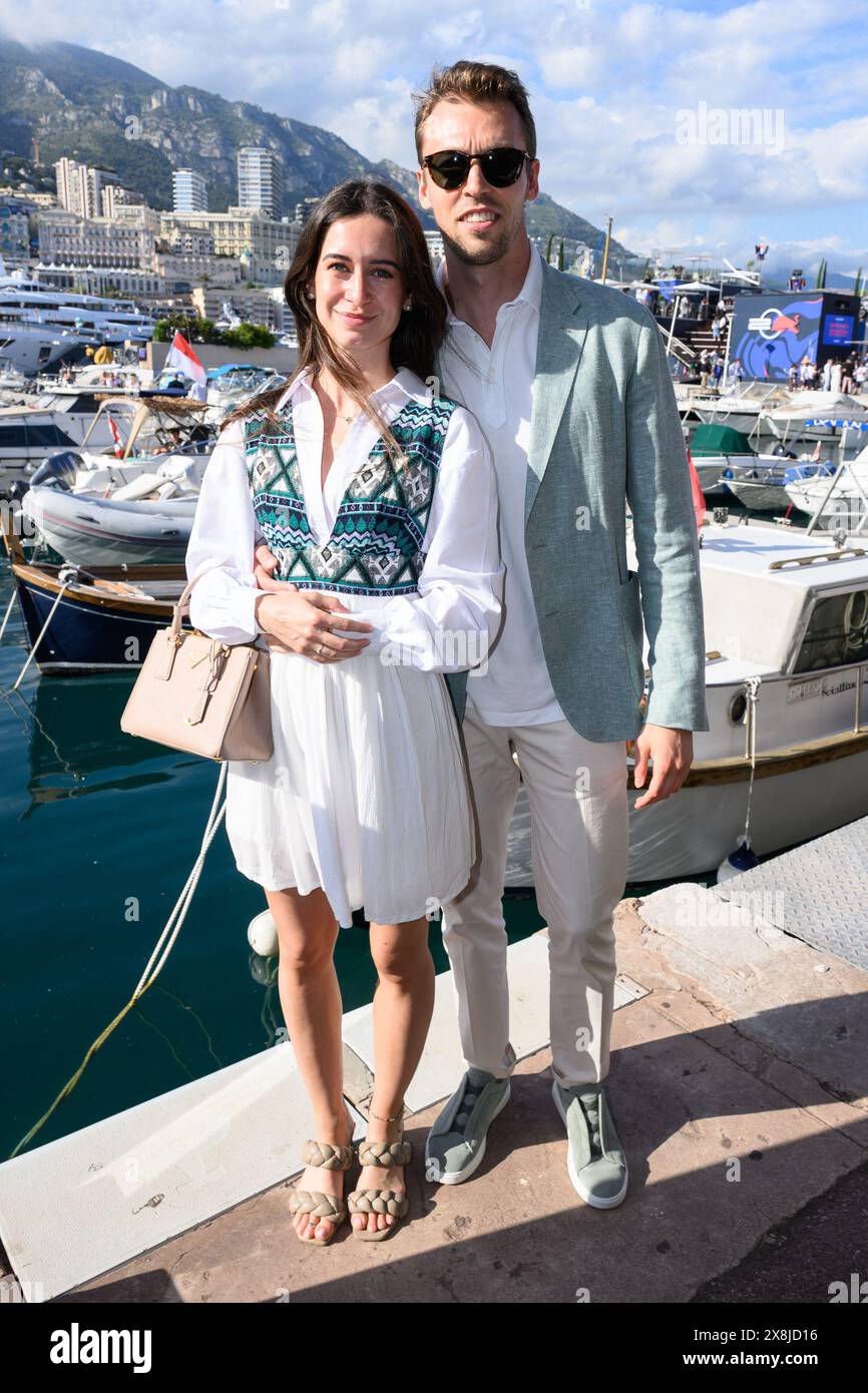Daniil Kvyat and dis wife Kelly Piquet attend the Monaco GP at ...