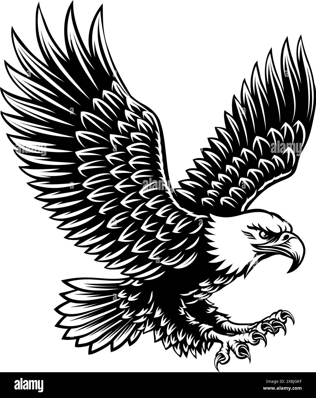 Bald Eagle Mascot Bird Wings Spread Flying Stock Vector Image & Art - Alamy