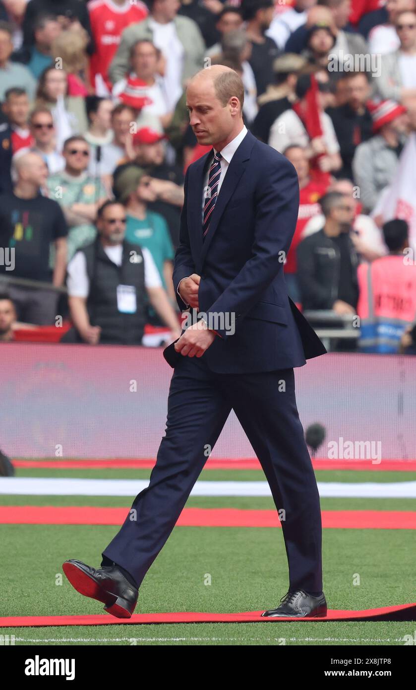 London, UK. 25th May, 2024. LONDON, ENGLAND - HRH William, Price of Wales during The Emirates FA Cup Final soccer match between Manchester City and Manchester United at Wembley Stadium on 25th May, 2024 in London, England. Credit: Action Foto Sport/Alamy Live News Stock Photo