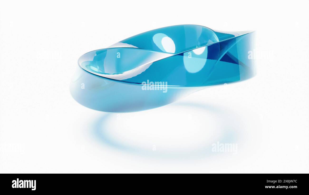 Color Glass knot transparent infinity ribbon design element 3d render ...