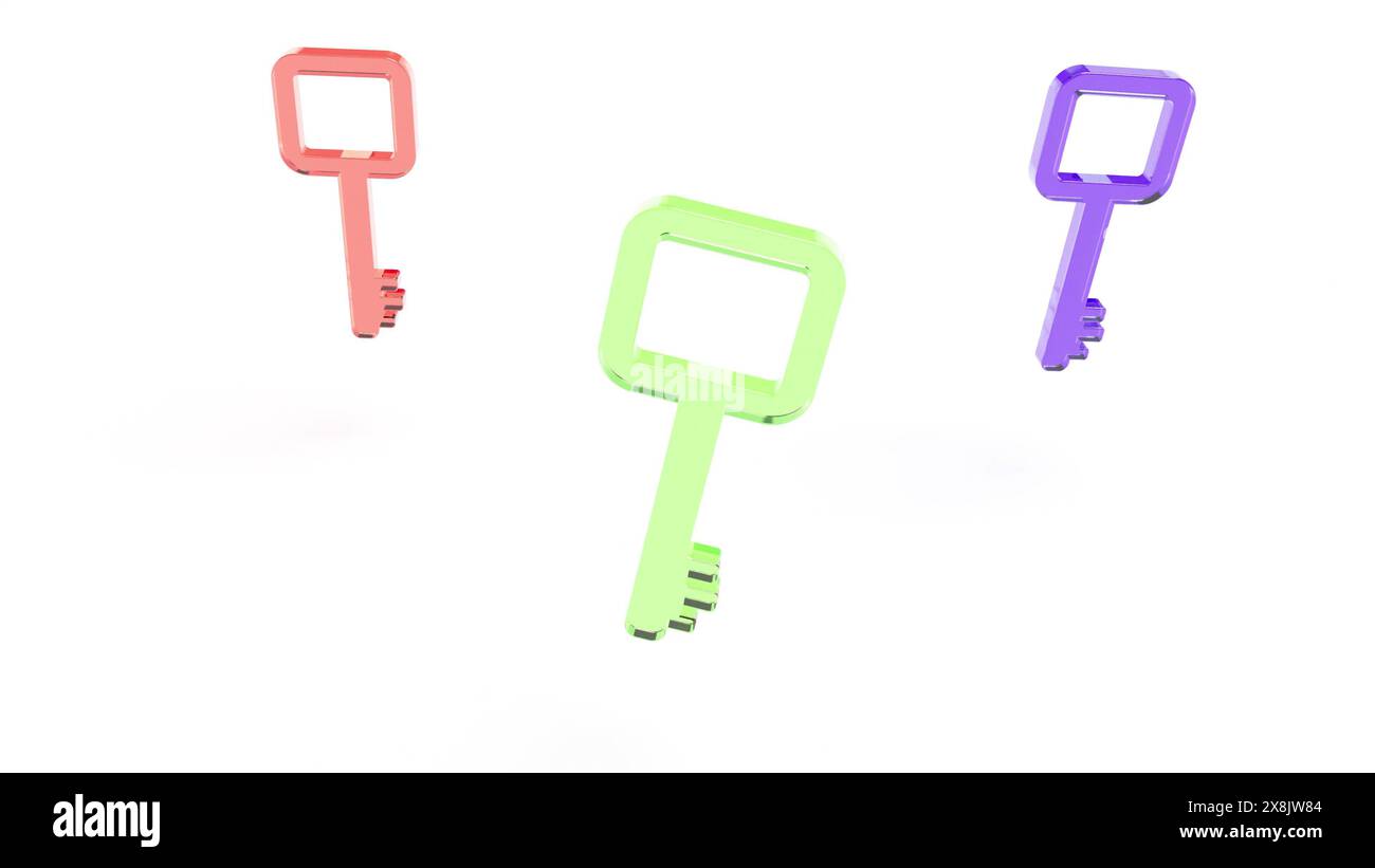 3d key sign change colors glass 3d render Stock Photo - Alamy