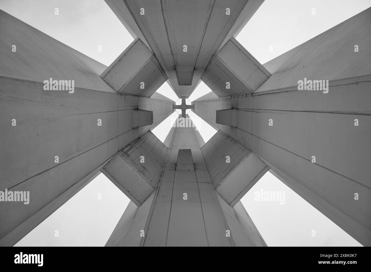Singapore - 17 May 2024: View of the Civilian War Memorial from the base. It is a monument built in memory of the civilians killed during Word War II. Stock Photo