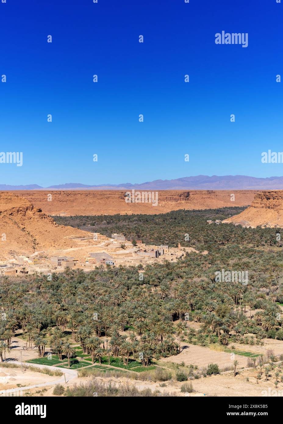 A vertical view of the Ziz Valley and the Tafilalet region in central Morocco Stock Photo