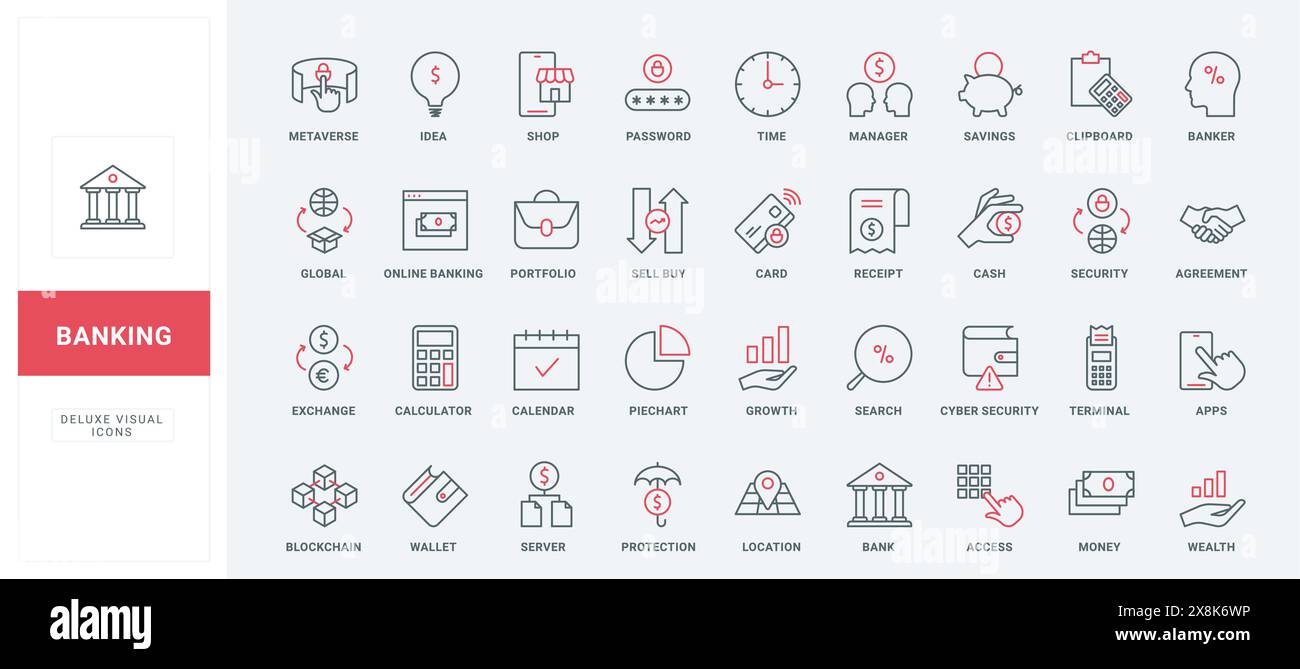 Online banking, finance line icons set. Cash money or credit card for ...