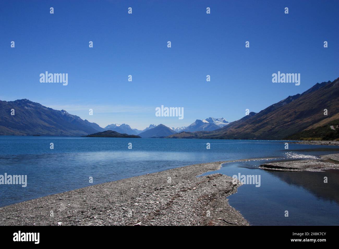 Lake Wakatipu and Southern Alps, South Island, New Zealand Stock Photo ...