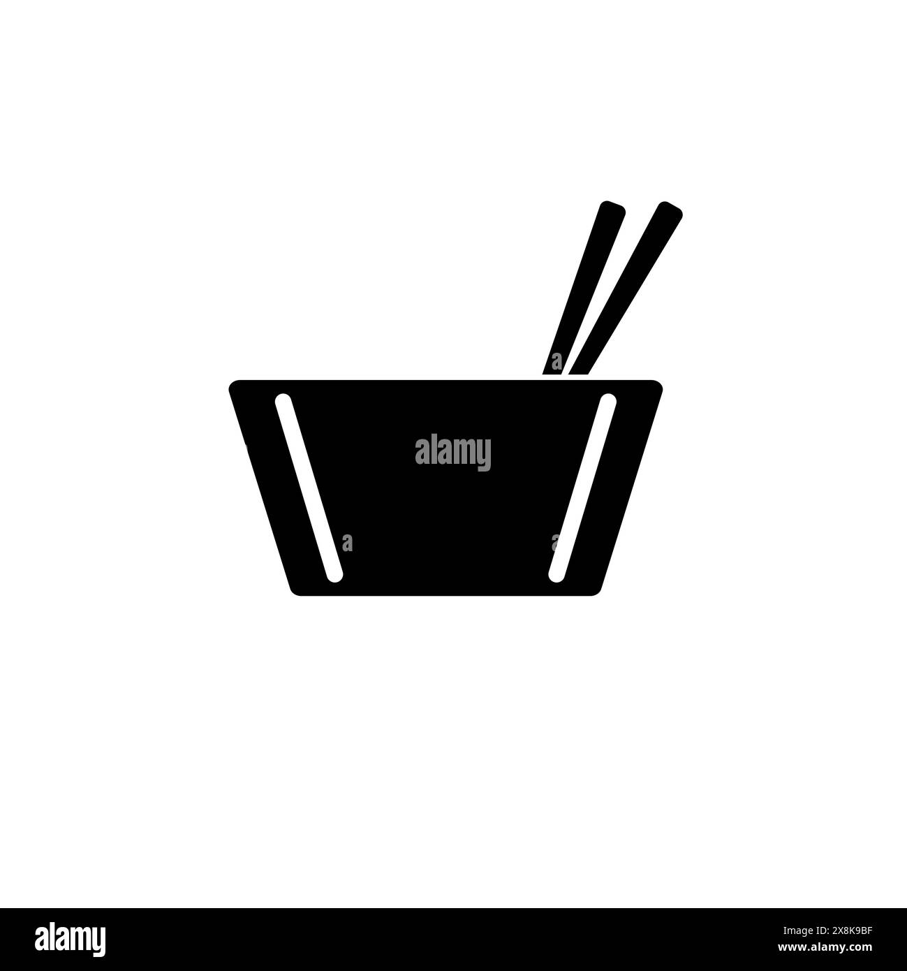 Chinese Plate with Chopsticks, Soup Solid Flat Vector Icon Isolated on White Background. Stock Vector