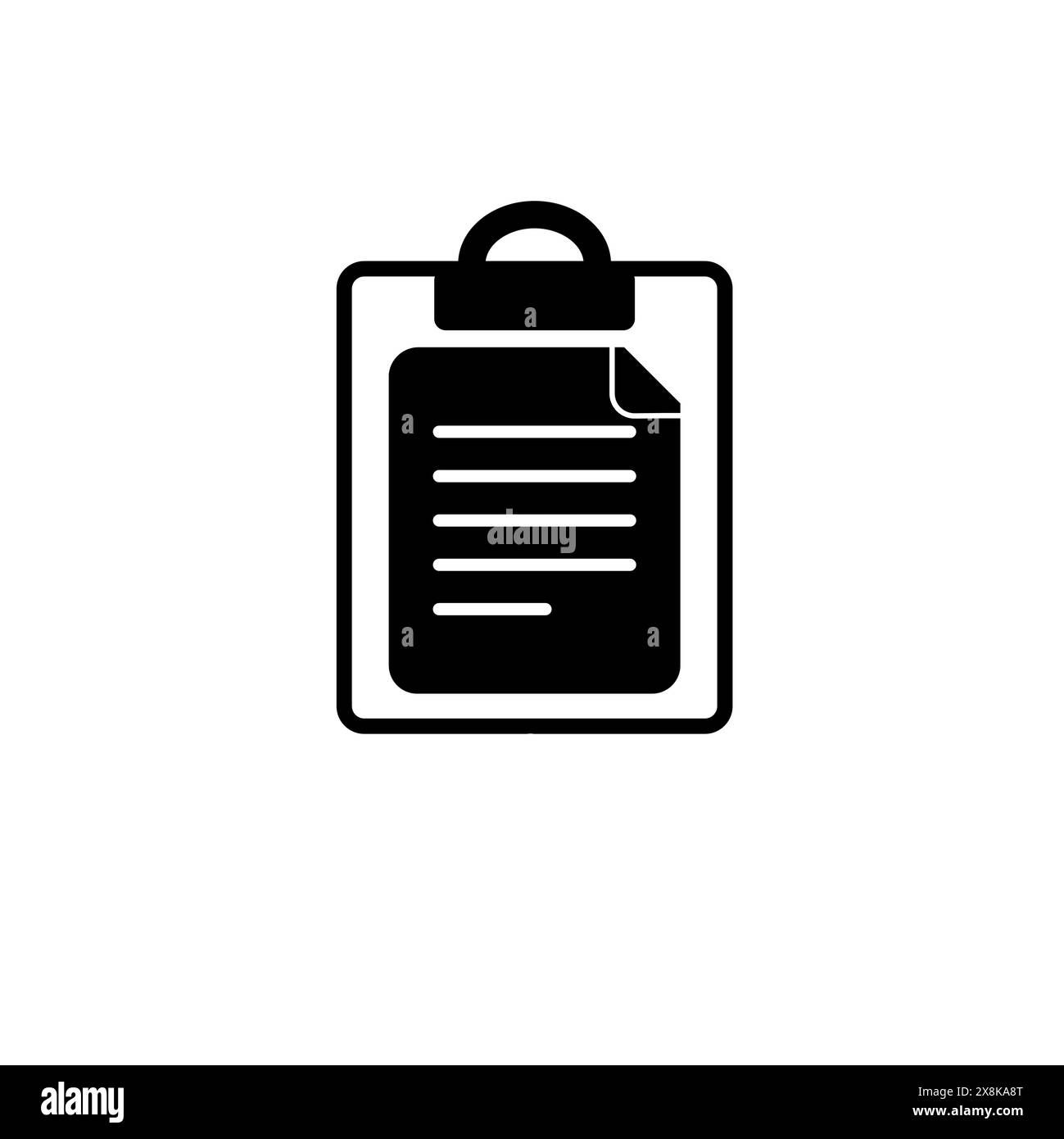 Clipboard and Paper Solid Flat Vector Icon Isolated on White Background. Stock Vector