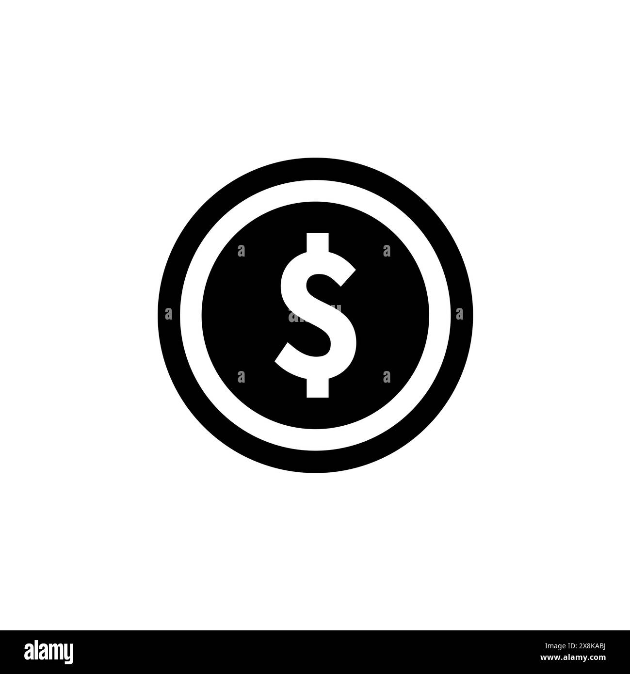 Dollar Coin Solid Flat Vector Icon Isolated on White Background. Stock Vector