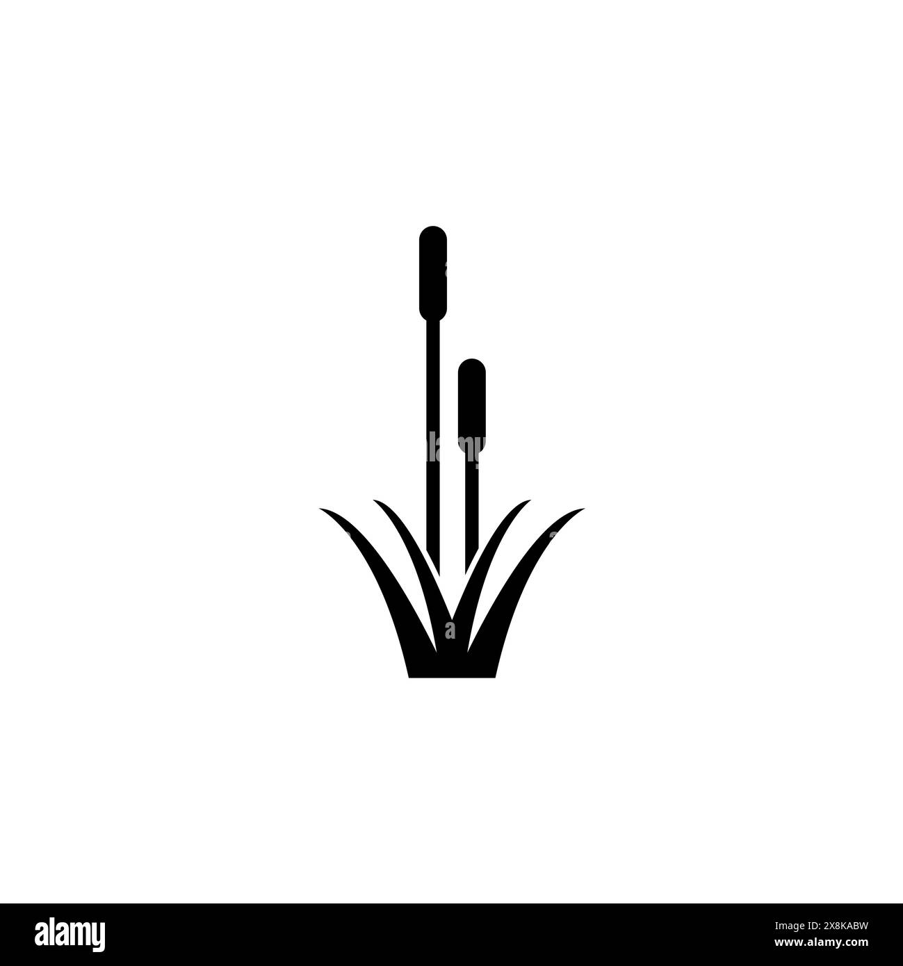 Reed, Cattail, Cane Solid Flat Vector Icon Isolated on White Background. Stock Vector