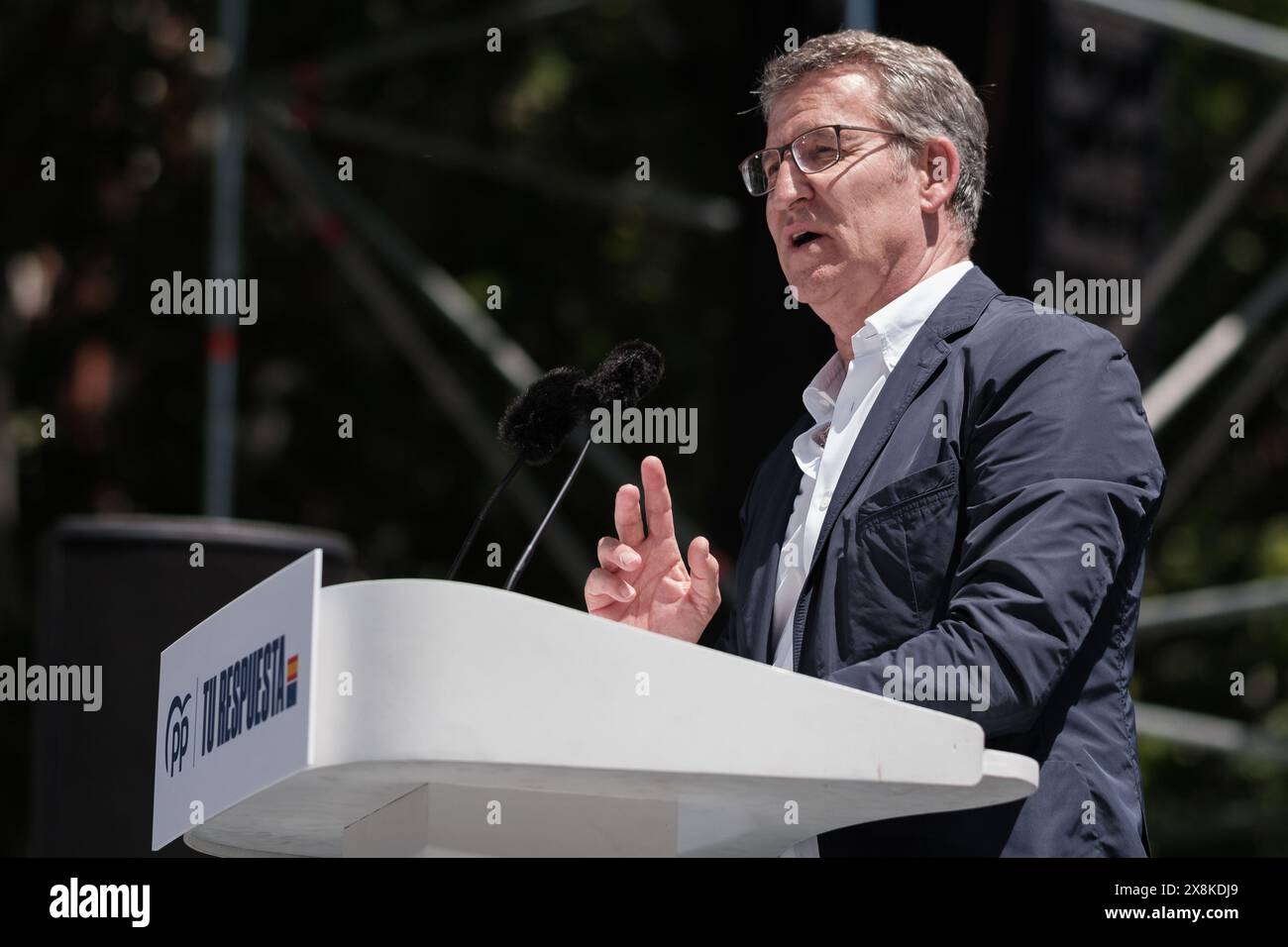 The president of the Popular Party Alberto Nuñez Feijoo, during a ...