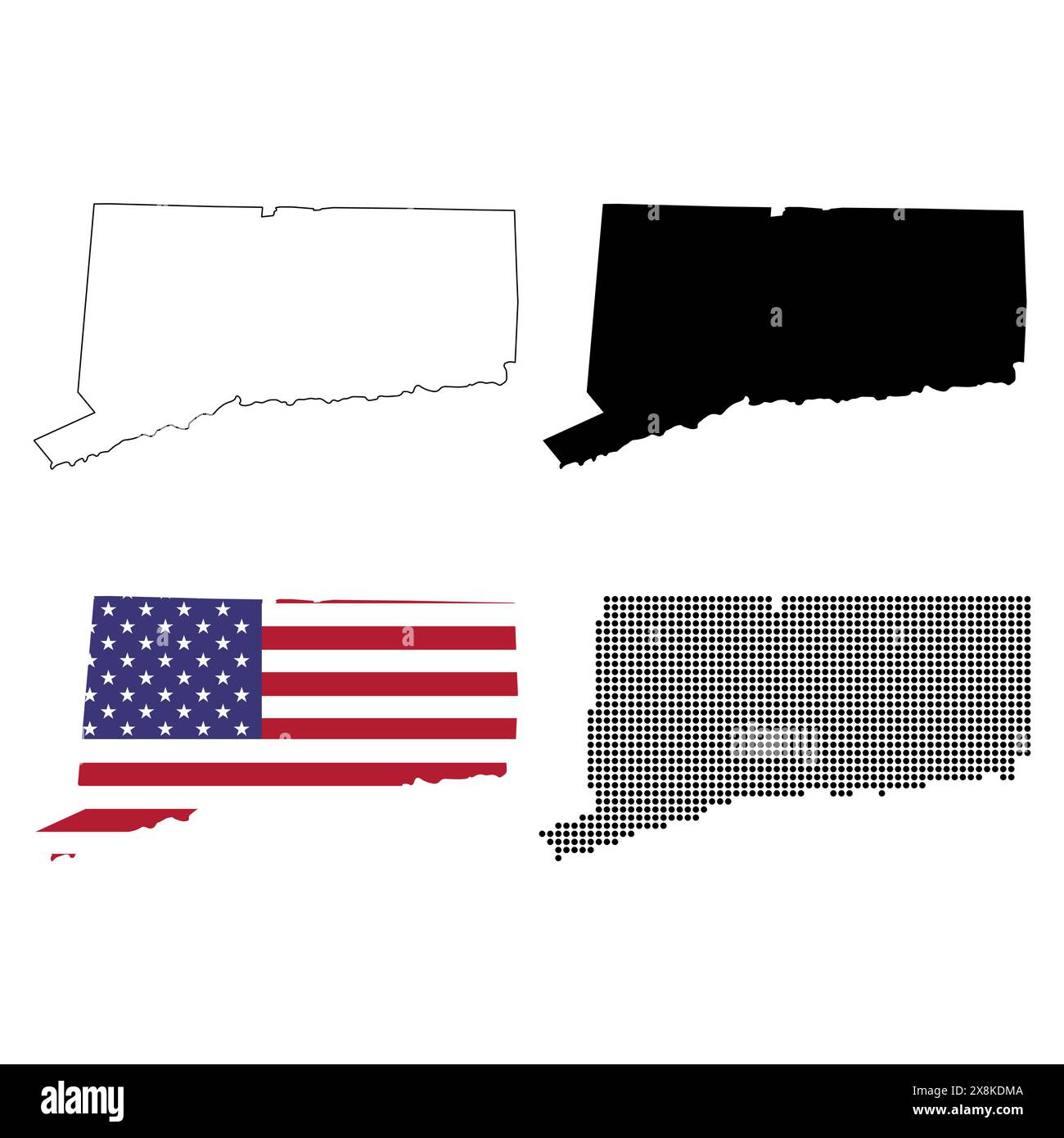Set of Connecticut map, united states of america. Flat concept icon ...