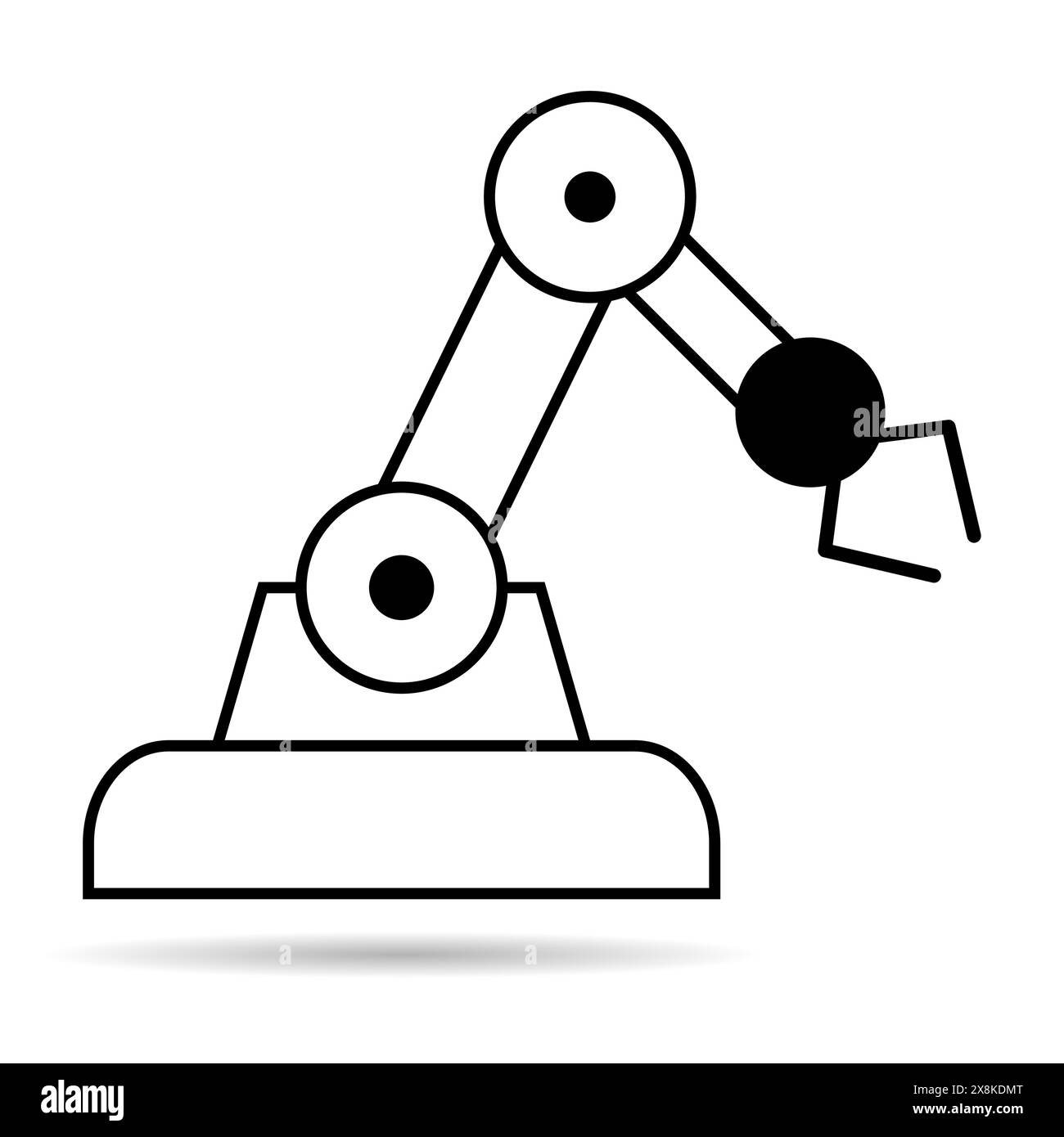 Mechanical robot arm machine shadow icon, technology hydraulic robotic ...