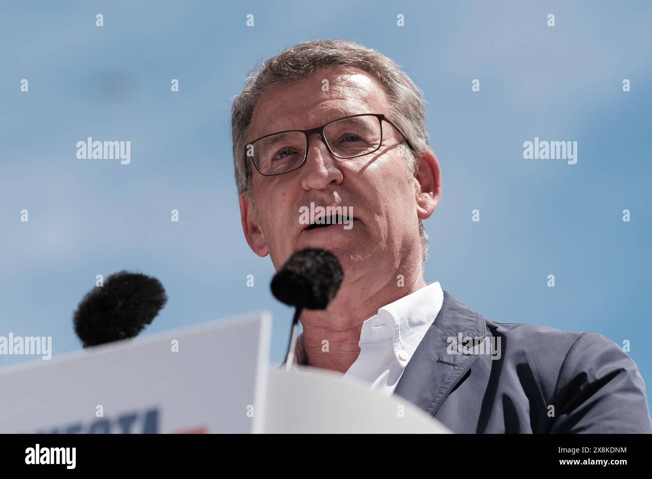 The president of the Popular Party Alberto Nuñez Feijoo, during a ...