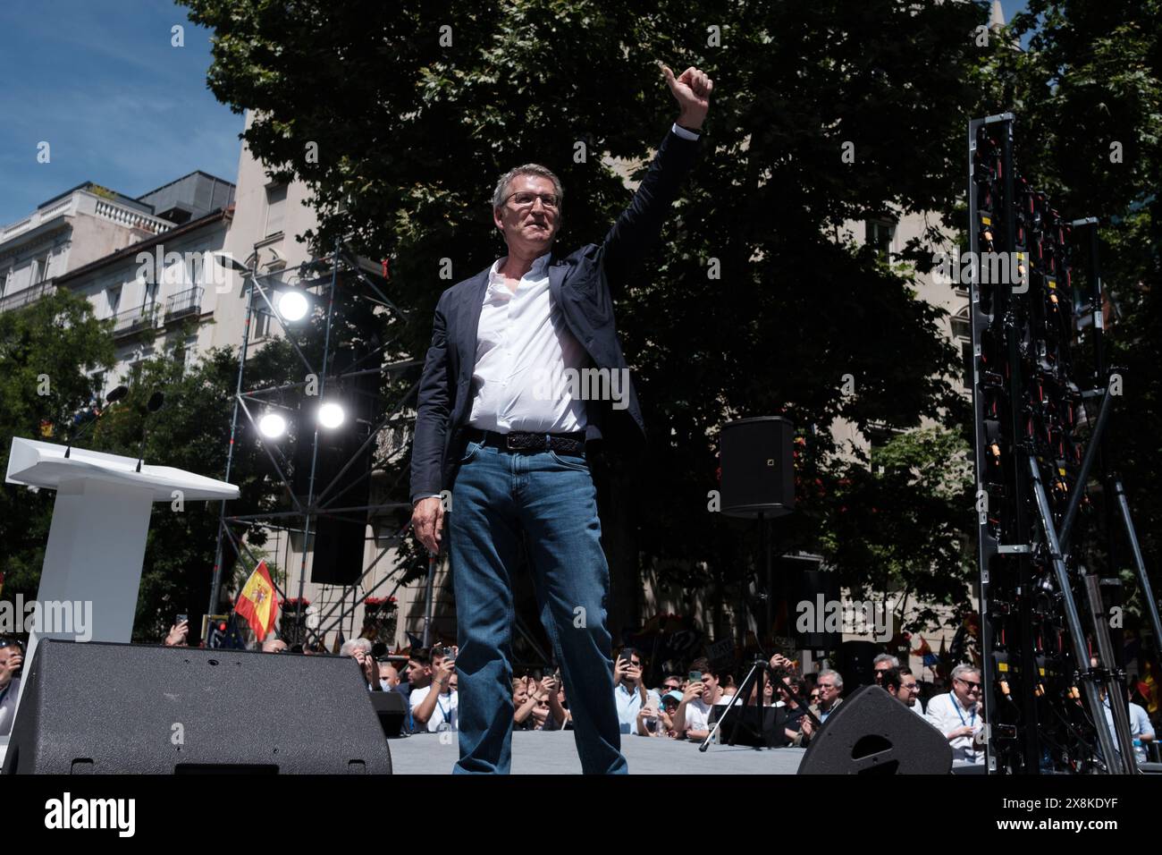 The president of the Popular Party Alberto Nuñez Feijoo, during a ...
