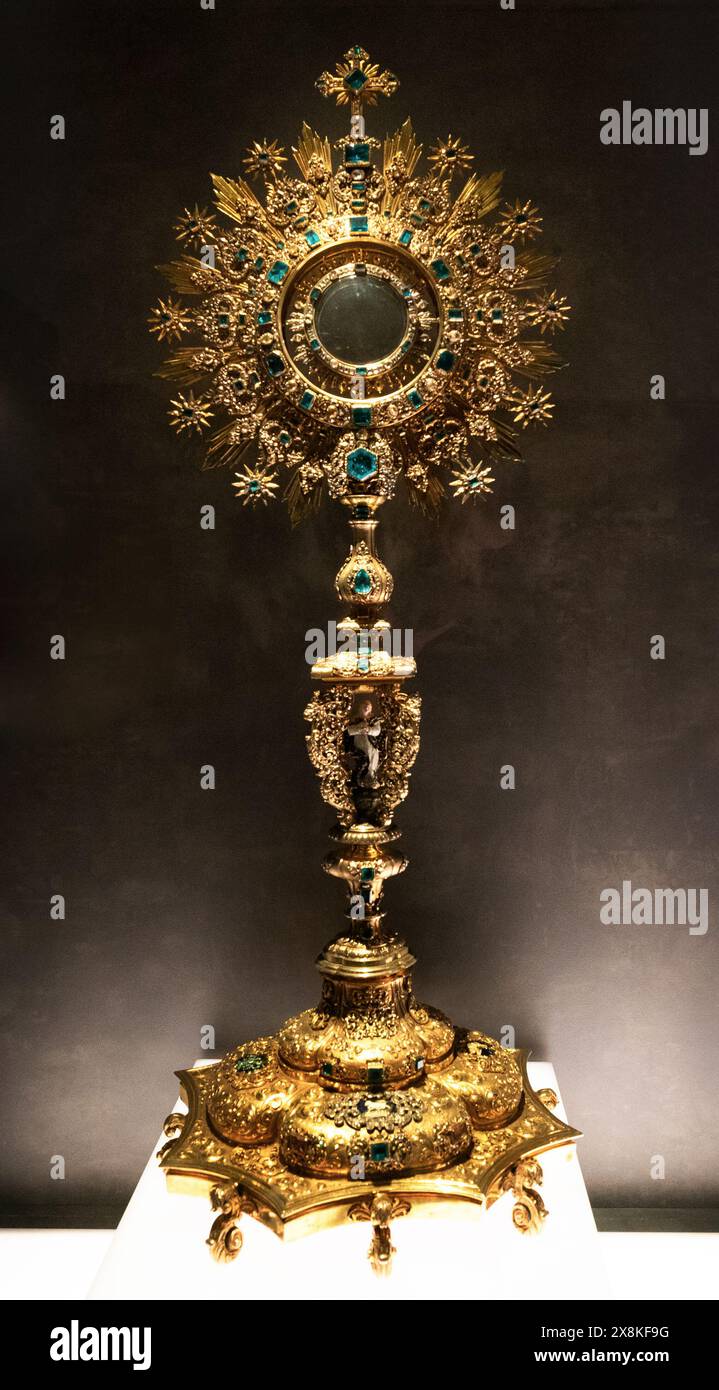 Segovia, Spain - 7 April, 2024: golden religious artifact in the museum in the Episcopal Palace of Segovia Stock Photo