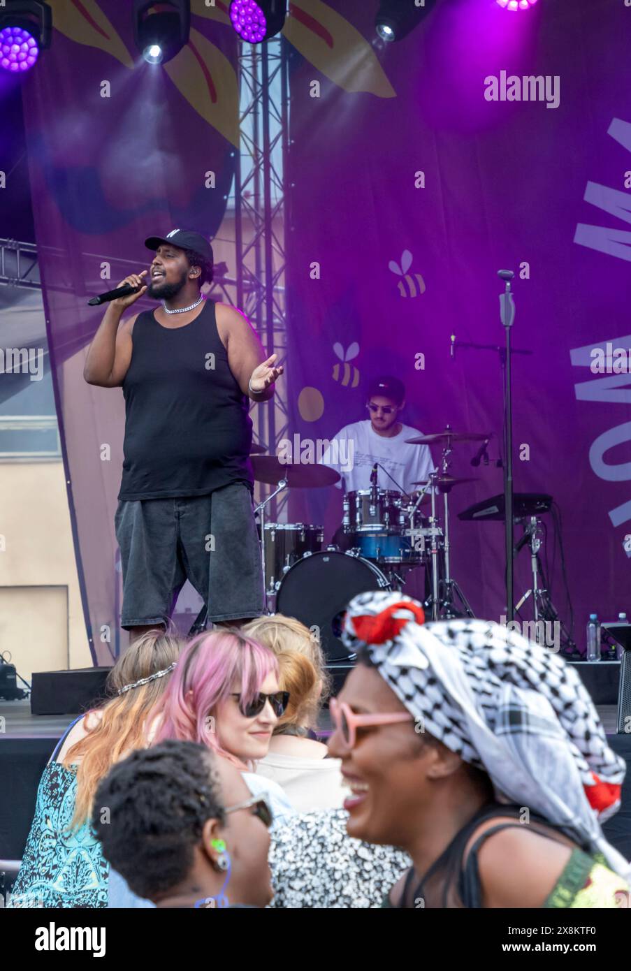 Rap and r'n'b artist Hassan Maikal performing on the music stage of the