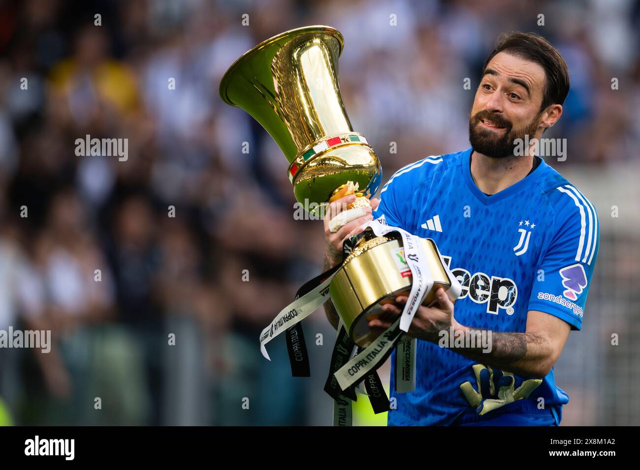 Turin, Italy. 25 May 2024. Carlo Pinsoglio of Juventus FC parades with ...