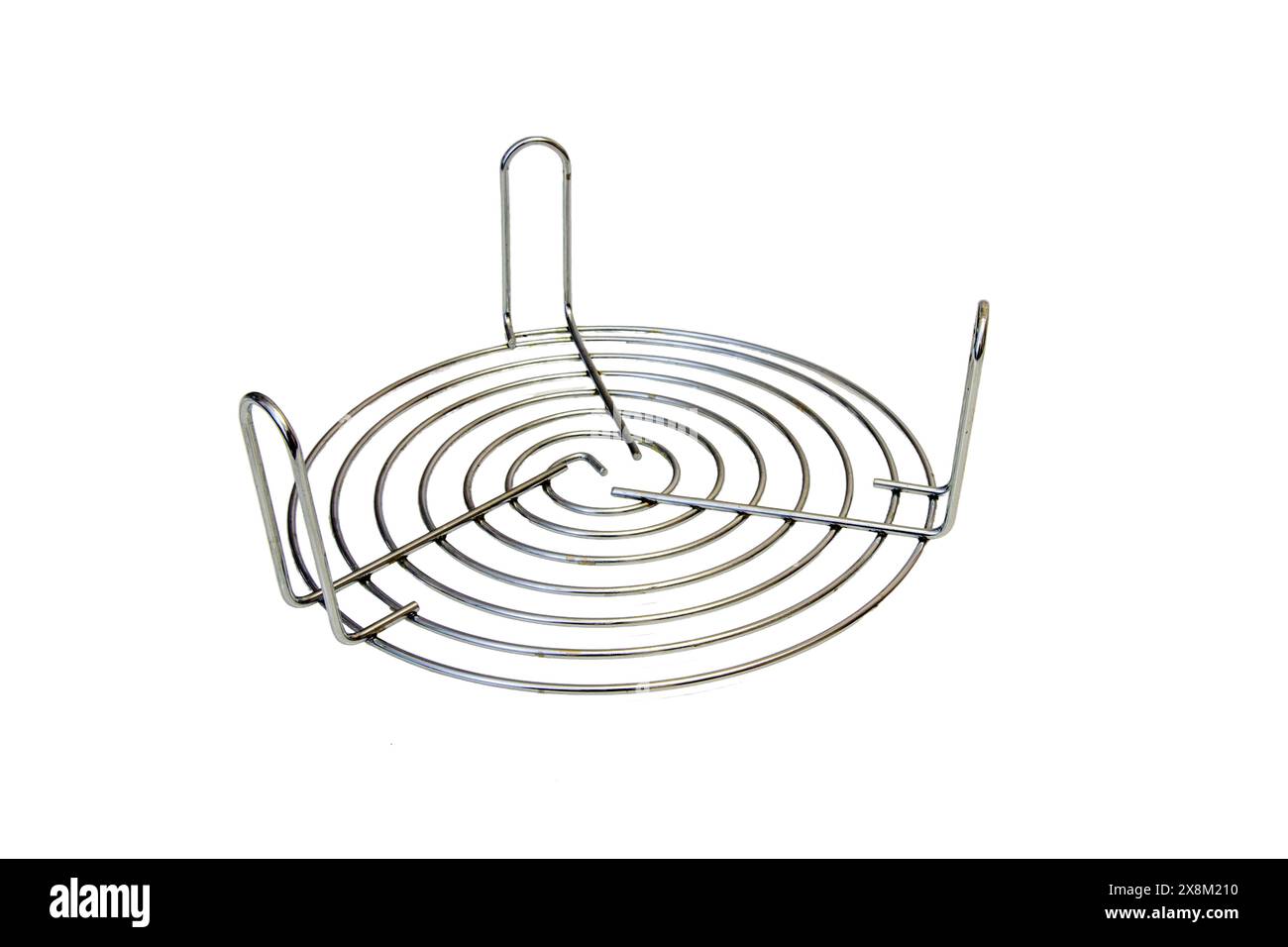Microwave oven round baking grill rack isolated on white Stock Photo